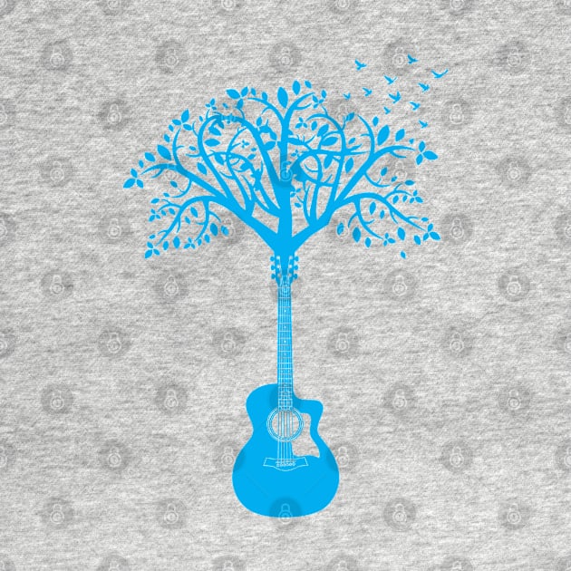 Acoustic Guitar Tree Blue by nightsworthy